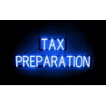 thumbnail image 1 of SpellBrite TAX PREPARATION LED Sign for Business. 40.2" x 15.0" Blue TAX PREPARATION Sign Has Neon Sign Look With Energy Efficient LED Light Source. Visible from 500+ Feet, 8 Animation Settings., 1 of 4