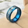 thumbnail image 2 of Unisex Dragon Ring Titanium Steel Electroplated Diamond Inlay Ring European American Design Band Ring Jewelry Gift for Men and Women, 2 of 5