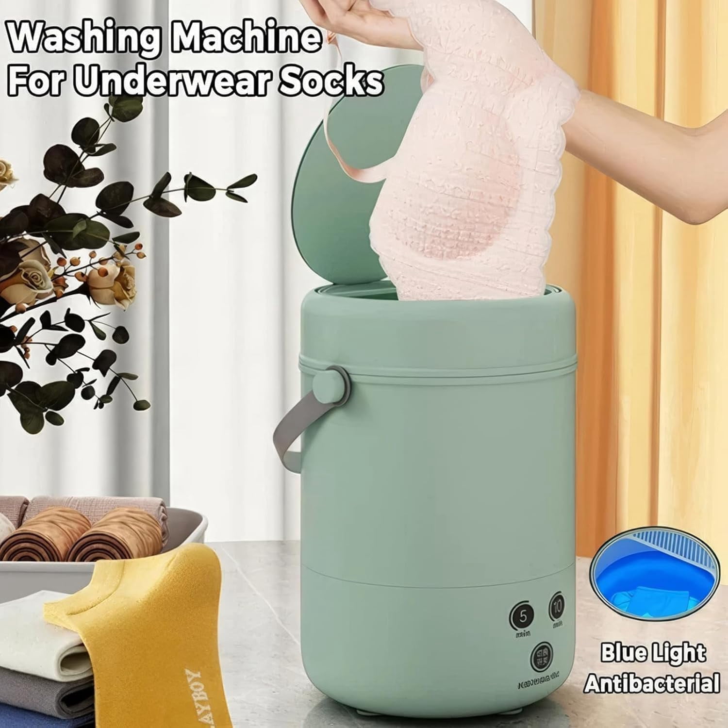 HPZZ Mini Automatic Washing Machine, Portable Washing Machine and Dryer, Fully Automatic Mini Portable Washing Machine, Mini Washing Machine, Deep Cleaning of Underwear,Baby Clothes and Small