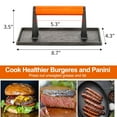 thumbnail image 6 of Sungmor Cast Iron Grill Press, 8.7" x 4.3" Rectangle Burger Press Bacon Smasher with Wood Handle, 6 of 7