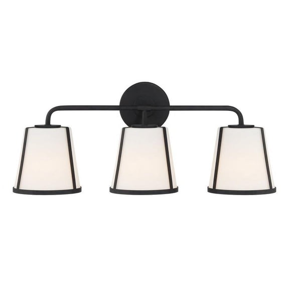 3 Light Vanity Light Fixture-9.25 inches Tall and 23.25 inches Wide-Matte Black Finish Bailey Street Home 49-Bel-4611383