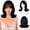 Dark Brown, variant on Synthetic short layered bob wig with bangs, realistic scalp | Soft outward-curling ends, free parting, layered style, heat-resistant fibers, natural scalp, breathable and comfortable, versatile styli