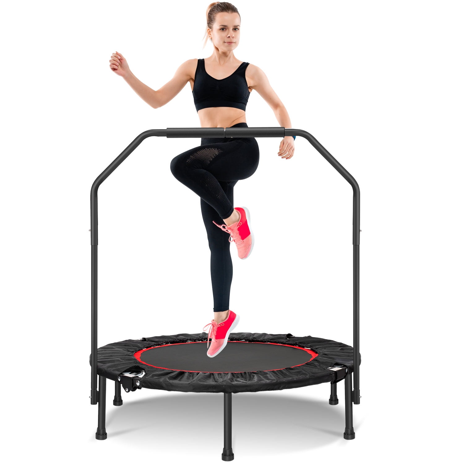 Details about   40" Foldable Mini Fitness Trampoline Exercise with 4-lever Foam Handle PVC Cover 