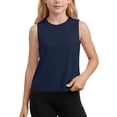 thumbnail image 2 of Fengqque Girls Tank Tops Kids Summer Quick-Dry Crewneck Sleeveless Shirts Running Gym Yoga Workout Athletic Tops Navy 7-8Years, 2 of 9