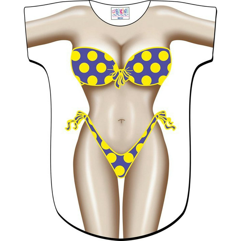 LA Imprints Yellow Polka Dot Bikini Body Tee Shirt CoverUp 25 (One Size Fits Most) Walmart