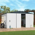 thumbnail image 2 of AECOJOY 12' x 10' Outdoor Storage Shed with Lockable Door Patio Metal Garden Storage Building in White for Outside, 2 of 7