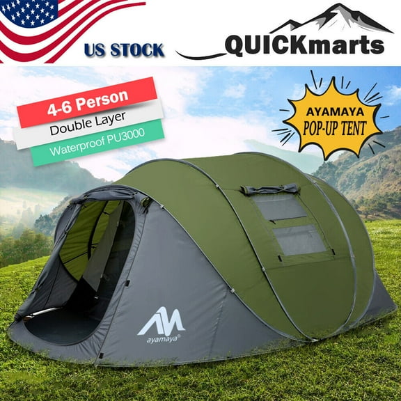 4-6 Person Automatic Camping Tent Instant Pop Up Outdoor Waterproof Double Layer