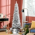 thumbnail image 2 of HOMCOM Snow Flocked Pencil Christmas Tree Slim Artificial Christmas Tree, 2 of 10
