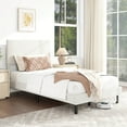 thumbnail image 2 of Costway Twin Size Velvet Bed Frame with Height Adjustable Chevron Headboard,Noise Free, 2 of 10
