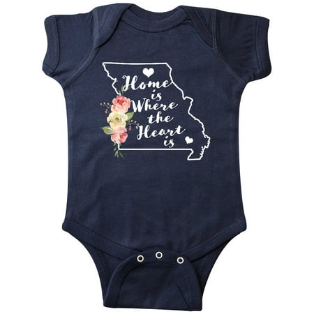 

Inktastic Missouri Home is Where the Heart is with Watercolor Floral Gift Baby Boy or Baby Girl Bodysuit