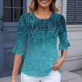 thumbnail image 6 of Viluyesy 3/4 Sleeves T-Shirt Women Round Neck Shirt Tops New Fold Loose Blouse Multicolor Size XL, 6 of 6