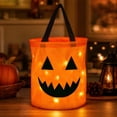 thumbnail image 2 of Halloween Light Up Pumpkin Candy Basket - LED Glowing Candy Bucket with Handle, Reusable Orange Halloween Trick or Treat Bucket for Boys and Girls, 2 of 6