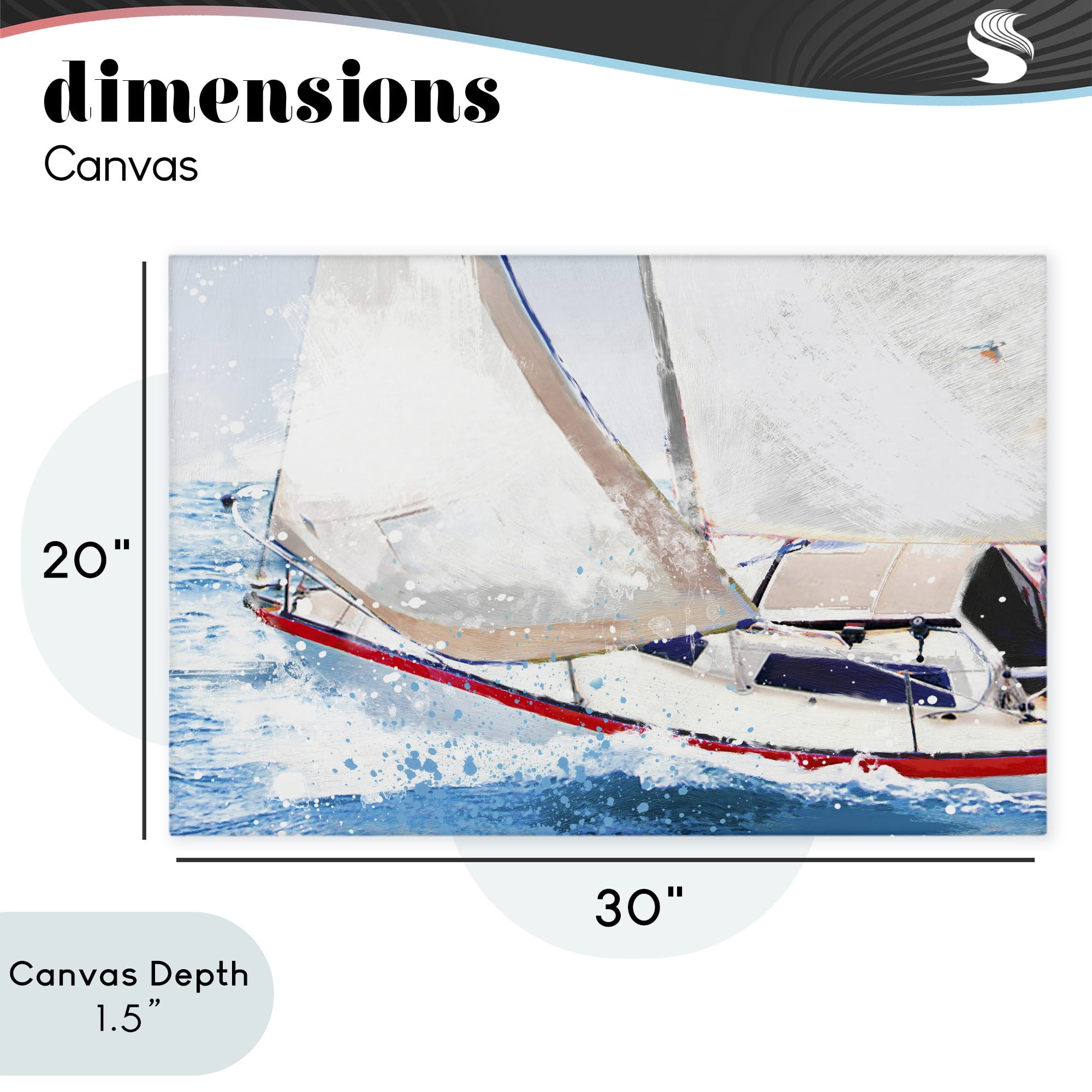 Stupell Industries Sailboat Racing Through Blue Waves Canvas Wall Art, design by Porter Hastings