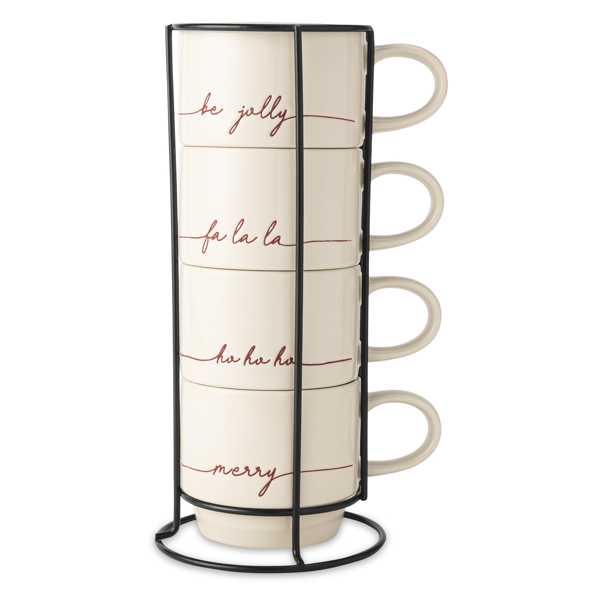 Holiday Time 4-Piece 12oz Snowman Glazed Stoneware Ceramic Holiday Time 4-Piece 12oz Snowman Glazed Stoneware Ceramic