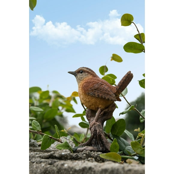 Animal Statue Carolina Wren on stump Garden Statue Garden Statue Garden Decor Indoor/Outdoor Use