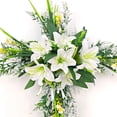 thumbnail image 6 of Easter Cross Wreath Lilies Wreath,Artificial Lily Cross Wreath Wreath for Front Door,Easter Weathes for Farmhouse Home Wall Door Decor, 6 of 7