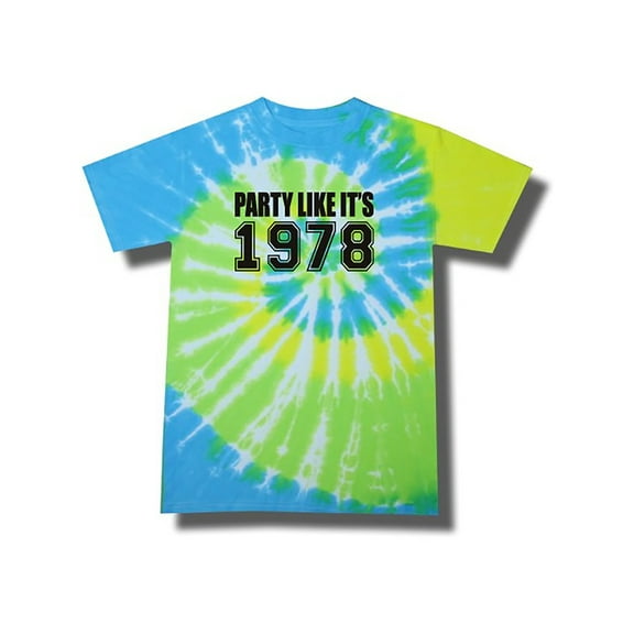Party Like It's 1978 Adult Neon Tie Dye Spiral Short Sleeve Tees