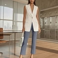 thumbnail image 4 of Pull On Dress Pants Women Petite,High Waisted Straight Leg Work Pants Business Office Trousers with Pockets Slacks, 4 of 9