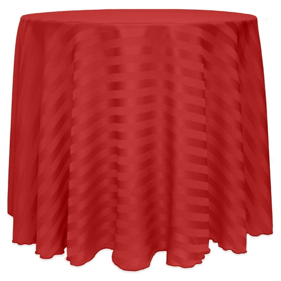 Ultimate Textile (10 Pack) Satin-Stripe 90-Inch Round Tablecloth - for Wedding and Catering, Hotel or Home Dining use, Red