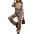 thumbnail image 2 of Women'S 2 Piece Outfits Casual Lapel Zip Sweatshirts and Wide Leg Pants Tracksuit Sets Khaki XL, 2 of 10