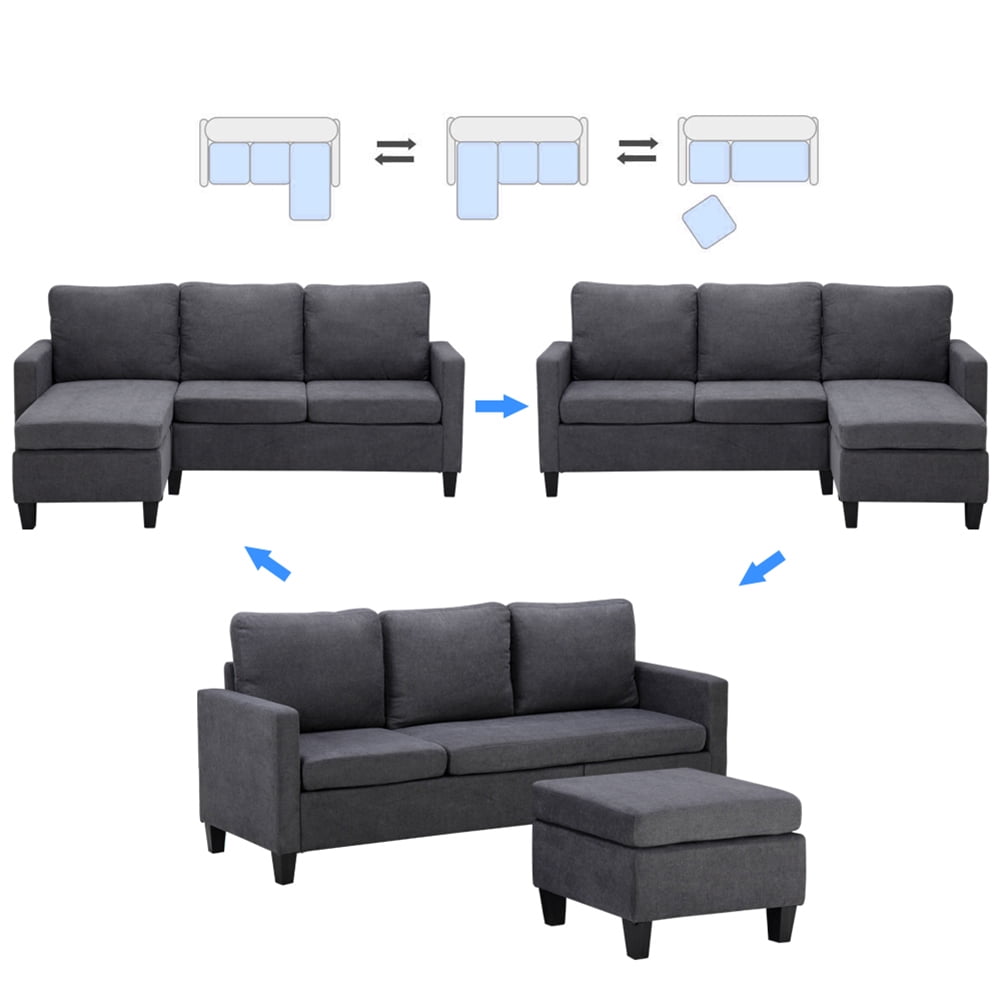 Lowestbest L-Shaped Double Chaise Longue Combination Sofa (Dark Grey) Lowestbest L-Shaped Double Chaise Longue Combination Sofa (Dark Grey)