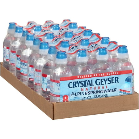 Crystal Geyser Alpine Spring Water Sport Cap Water Bottle, 8 oz, 32 Ct