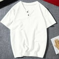 thumbnail image 2 of BiZtdJrK Spring Savings Mens Cotton Linen Shirts Casual Regular-Fit Short Sleeve T-Shirt Summer Lightweight Button Henley Shirt Vacation Beach Tops White M, 2 of 9