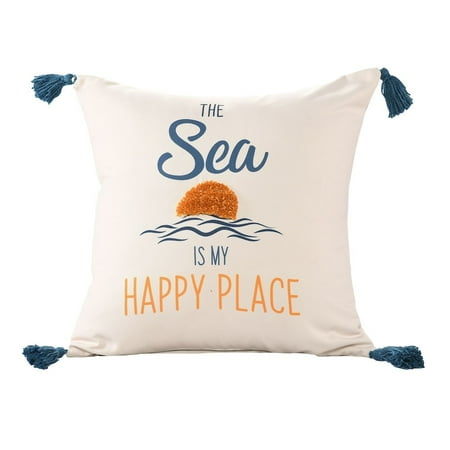 LR Home Seabrook Performance Poly Filled Pillow in Blue/Yellow, 20" x 20"