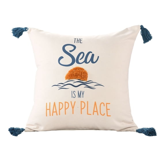 LR Home Seabrook Performance Poly Filled Pillow in Blue/Yellow, 20" x 20"