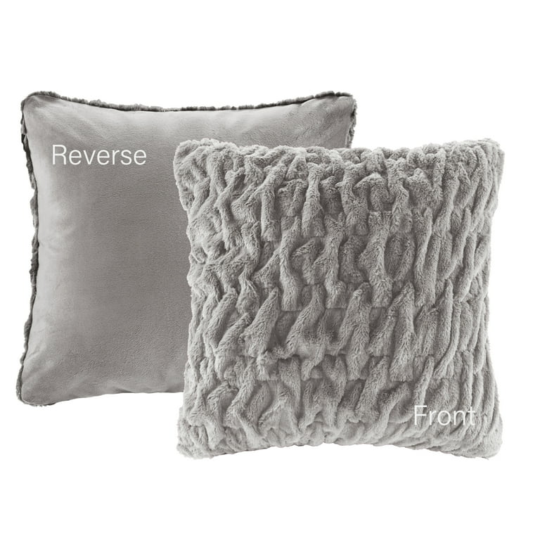 Comfort spaces ruched faux fur plush 3 piece throw blanket set ultra soft fluffy with 2 square pillow covers new arrivals