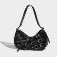 thumbnail image 4 of Bolso tipo media luna para mujer, bolso hobo de cuero moderno, bolso estético para hombro (negro), 4 of 6