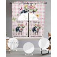 thumbnail image 2 of Spring Pig Swag Curtains for Living Room/Bedroom Windows, Butterfly Botanical Floral Pink Plaid Kitchen Curtains and Valances Set 36 Inch Length, Light Filtering Swags Valance Curtain Panels, 2 of 5