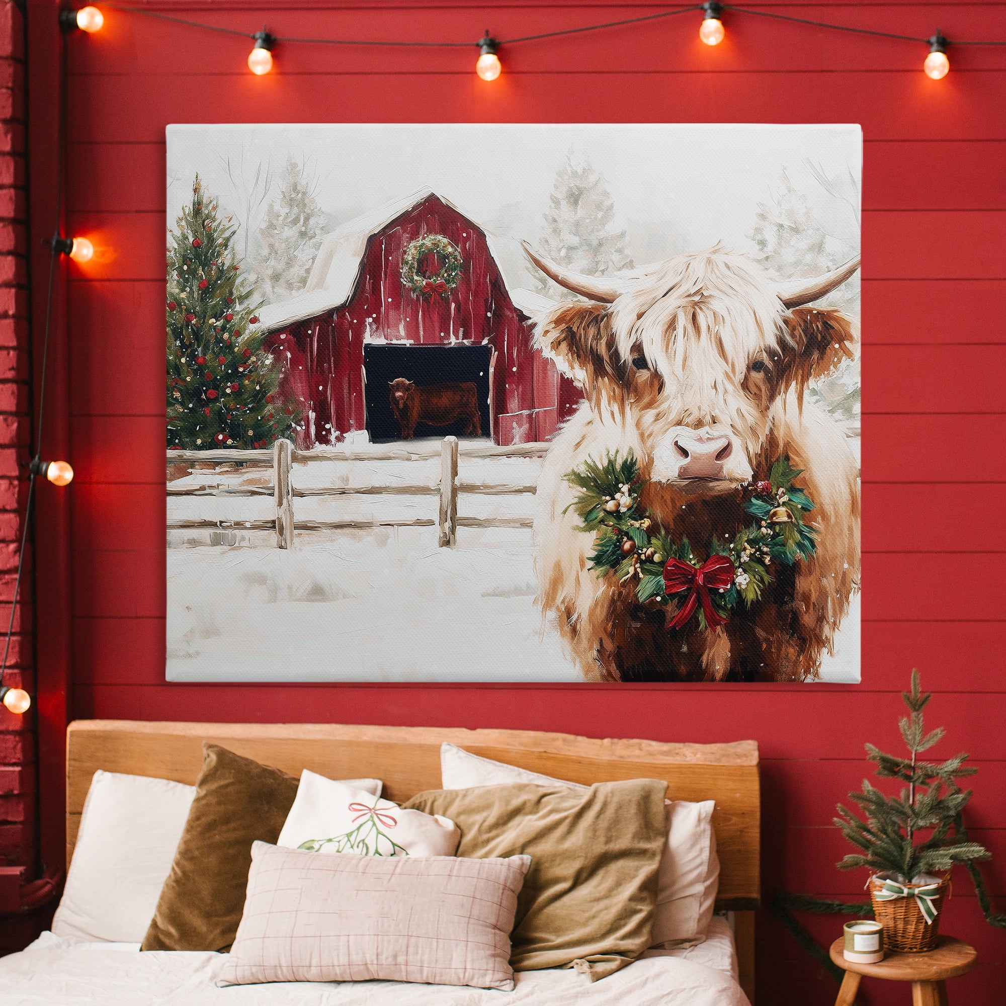 Stupell Industries Snowy Farm Scene Cattle Canvas Wall Art, design by Acorn & Ivory Designs