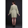 thumbnail image 2 of Bimba Green Anemone & Lavender Blue Flower Floral Floral Print Button Down Long Sleeve Midi Dress Women Clothing-Medium, 2 of 7