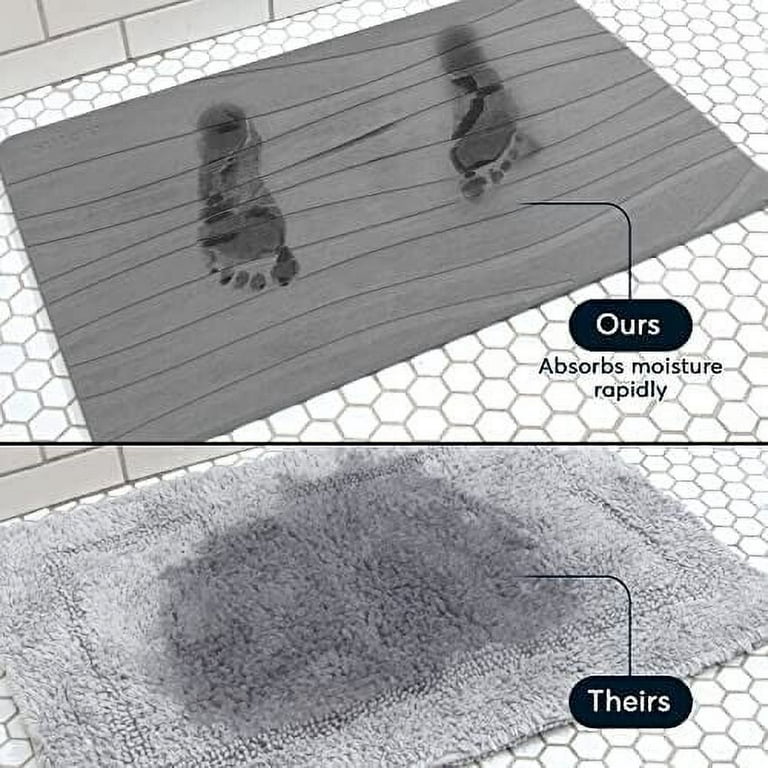 Super Absorbent Diatomaceous Earth Stone Bath Mat,Blue Marble Quick-Drying  Bathroom Carpets,Non Slip Bathtub Floor Mat，Easy to Clean, Simple Kitchen