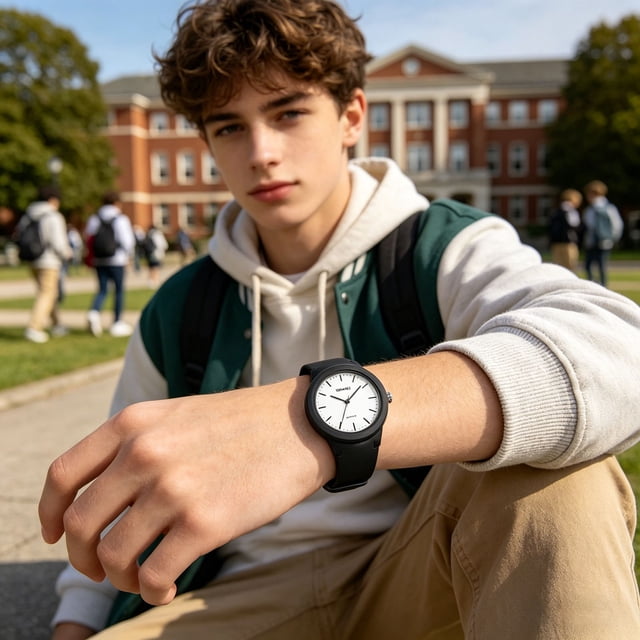 Reloj de pulsera de cuarzo analógico con movimiento silencioso, impermeable, estilo deportivo casual, unisex para estudiantes, chicos y chicas adolescentes.