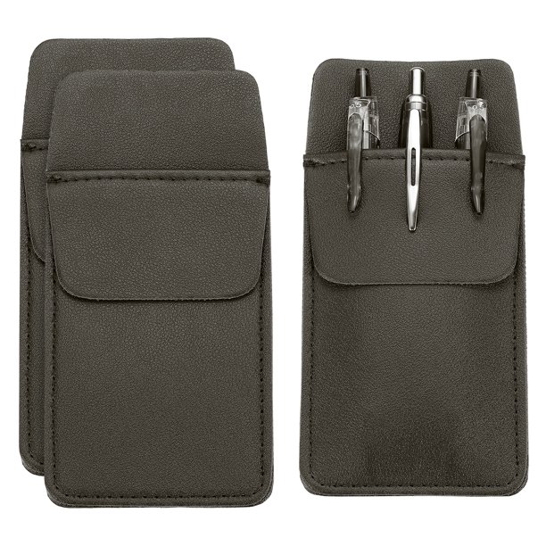 Uxcell 3 Paquete Protector de Bolsillo de Cuero, Protector de Bolígrafos Multiusos, Organizador de Bolsa para Camisas y Batas de Laboratorio, Café Oscuro