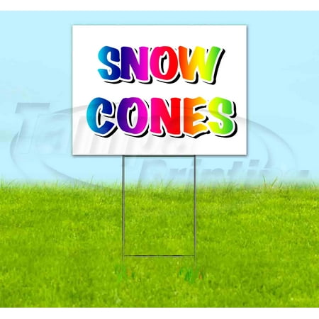 Snow Cones (18" x 24") Yard Sign, Includes Metal Step Stake