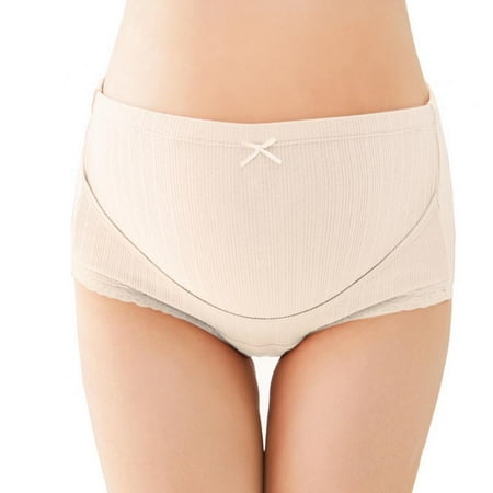 

Cotton Women S In Bump Rib Maternity Panties Lace Trim High Waist Full Coverage Adjustable Pregnancy Underwear