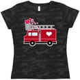 thumbnail image 3 of Inktastic Valentine's Day Red Firetruck With Pink Hearts Women's T-Shirt, 3 of 5