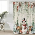 thumbnail image 4 of Fabric Shower Curtain, Christmas Winter Snowman Squirrel Deer Xmas Tree Berry Linen Bathroom Curtain with 12 Hooks Waterproof No Bad Odor Machine Washable Bath Curtains for Bathroom, 72"x72", 4 of 6