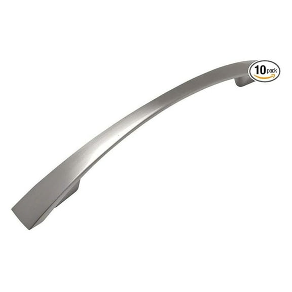 Cabinet Pulls 10 Pack - 5 Inch Arch Handles - Modern Kitchen Cabinet Hardware - 128mm Hole Centers - Brushed Nickel Finish