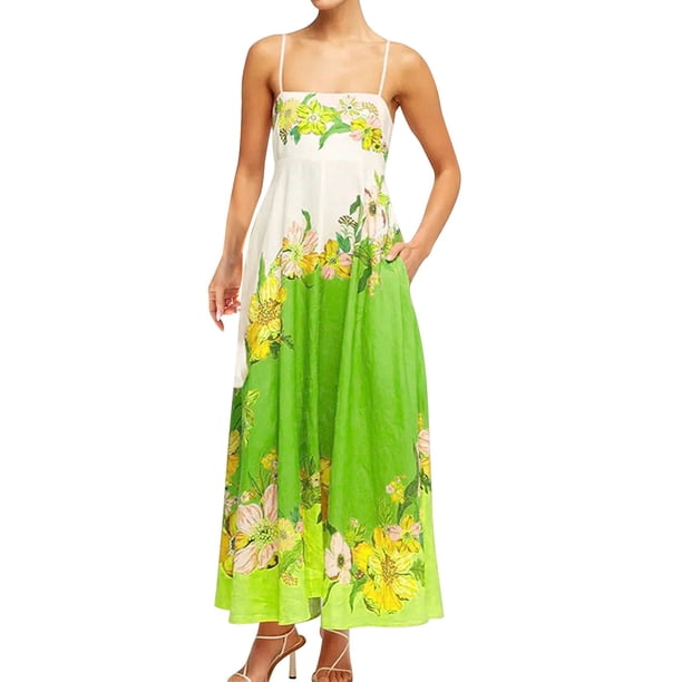 Sexy Vestido Casual para las Mujeres, Verano Sólido Camis sin Mangas Cuello Redondo Largo para la Fiesta, la Fecha Y las Vacaciones