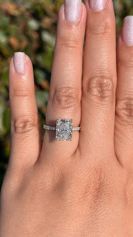 solitaire jewels 2.5CT Radiant Moissanite Hidden Halo Engagement Ring For Women, 10K Rose Gold