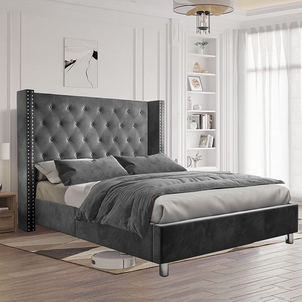 Jocisland Queen Bed Frame Low Profile Platform Bed Upholstered Bed