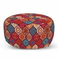 thumbnail image 1 of Moroccan Pouf Cover with Zipper, Oriental Wavy Curvy Pattern with Spring Nature Inspired Retro Style Art Motifs, Soft Decorative Fabric Unstuffed Case, 30" W X 17.3" L, Multicolor, by Ambesonne, 1 of 5