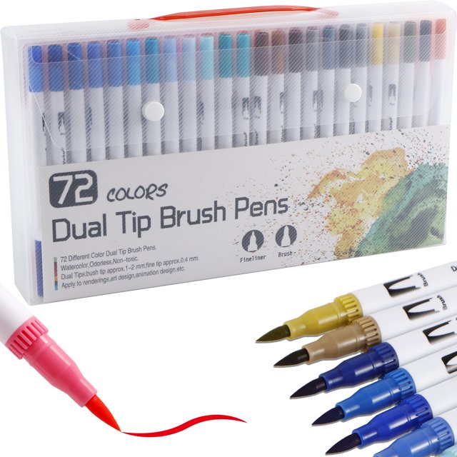 CIVG 72pcs Paint Markers Set Dual Tip Paint Pens with Fine Tip Thick Tip 72 Color Water-Soluble Paint Marker Set Multipurpose Drawing Art Crafts for DIY Craft Drawing Planner Scrapbooking Notebook