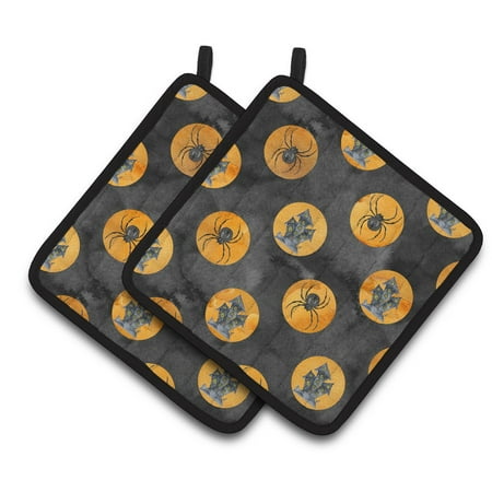 

Caroline s Treasures Watecolor Halloween Circles Pair of Pot Holders