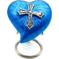 thumbnail image 6 of Heart Cremation Urn for Human Ashes Adult | Funeral Decorative Religious Cross Urns for Women and Men Carefully Handcrafted Keepsake Cremation Heart Shaped Urn Comes with Stand & Gift Box (Sky Blue), 6 of 8