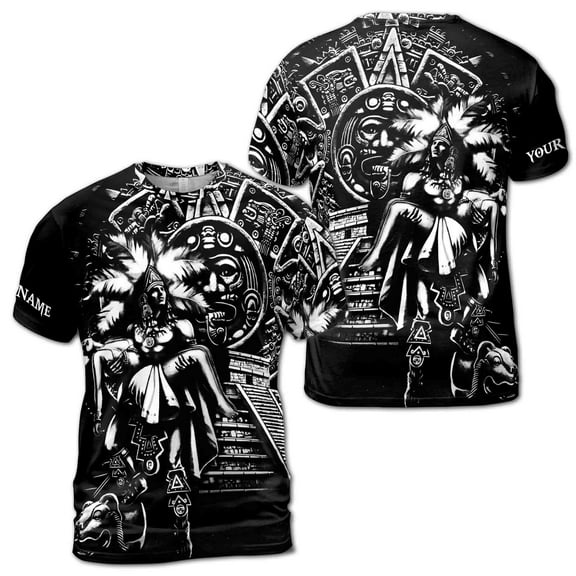 Custom Name Aztec Warrior In Temple Grunge Men's T-Shirt S-5XL